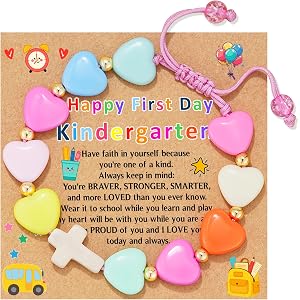 DORANA Back to School Gifts Heart Cross Adjustable Bracelet Kids Girls | First Day of School Bracelet Kindergarten Bracelet B