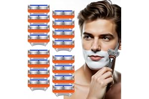 LATEFV 16 Count Razor Blade Shaving Razor Blade Refills for Fusion 5, Orange New Version