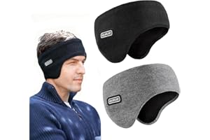 2Pcs Fleece Ear Warmer Headband for Women and Men, Thick Lined Winter Headband for Women, Cold Protective Stretchy Ear Muffs 