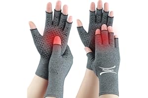 TIANHENGYI 2 Pairs Arthritis Gloves for Pain Relief, Compression Gloves for Arthritis, Carpal Tunnel, Osteoarthritis, Joint, Typing, Driving, Fingerless Hand Gloves for Women Men (Grey1+Grey1, Medium)