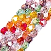 Songxi 40pcs AB Rainbow Color Multi-Faceted Shape Glass Beads for Jewelry Making, 9x7mm Handmade Crystal Beads for Bracelet Necklace Keychain, Loose Spacer for Arts and Crafts, DIY