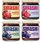 Smash Foods Superfood Fruit Spread &ndash; No Sugar Added 4-Pack (Strawberry, Raspberry, Blueberry, Grape, Classics Variety)