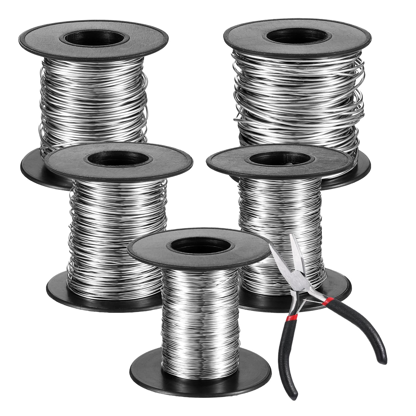 Photo 1 of 3 Rolls Stainless Steel Wire for Jewelry Making 5 Size Jewelry Making Wire 18, 20, 22, 24, 26 Gauge Silver Jewelrys Wires with a Pliers Jewelrys Beading Craft Wires Bendable for Crafts, Sculpting