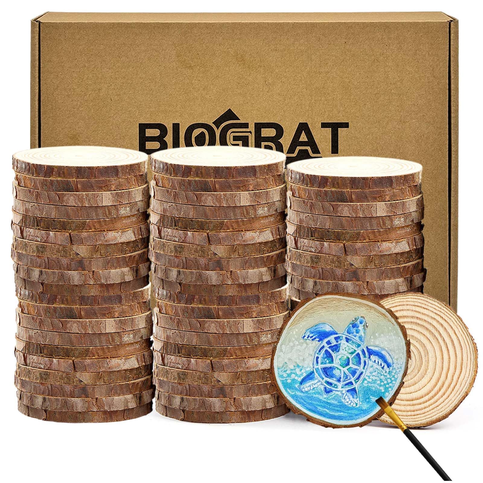 Wooden Discs 6-7 cm 60 Pcs, Wood Slices for Crafts
