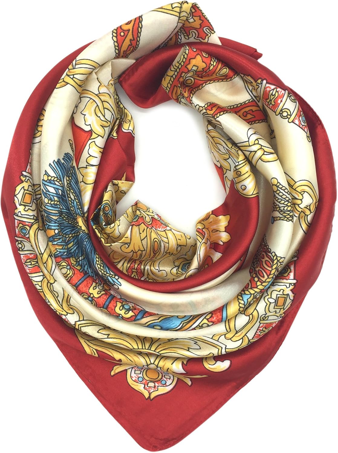 YOUR SMILE Silk Like Scarf Women's Fashion Pattern Large Square Satin Headscarf Red Carriage at  Women’s Clothing store