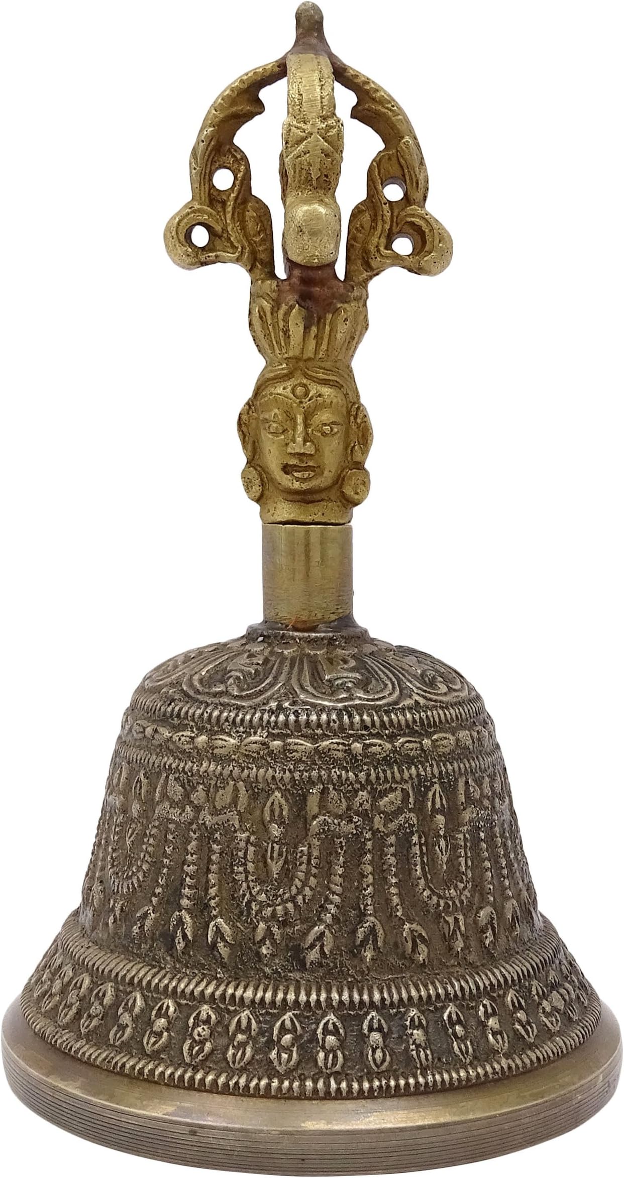 Indianbeautifulart Antique Tibetan Religious Brass Quality Bell Handmade Vajra Dorje Prayer Bell