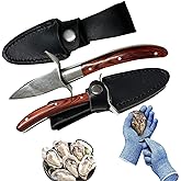 ELAORY Oyster Shucker, Oyster Shucking Knife for Oyster Clam Pearl Shell Shucking, 2 Set Oyster Shucking Tool Kit, 2 Stainless Steel Oyster Knifes with Wooden Handle 2 Pairs Oyster Shucking Gloves