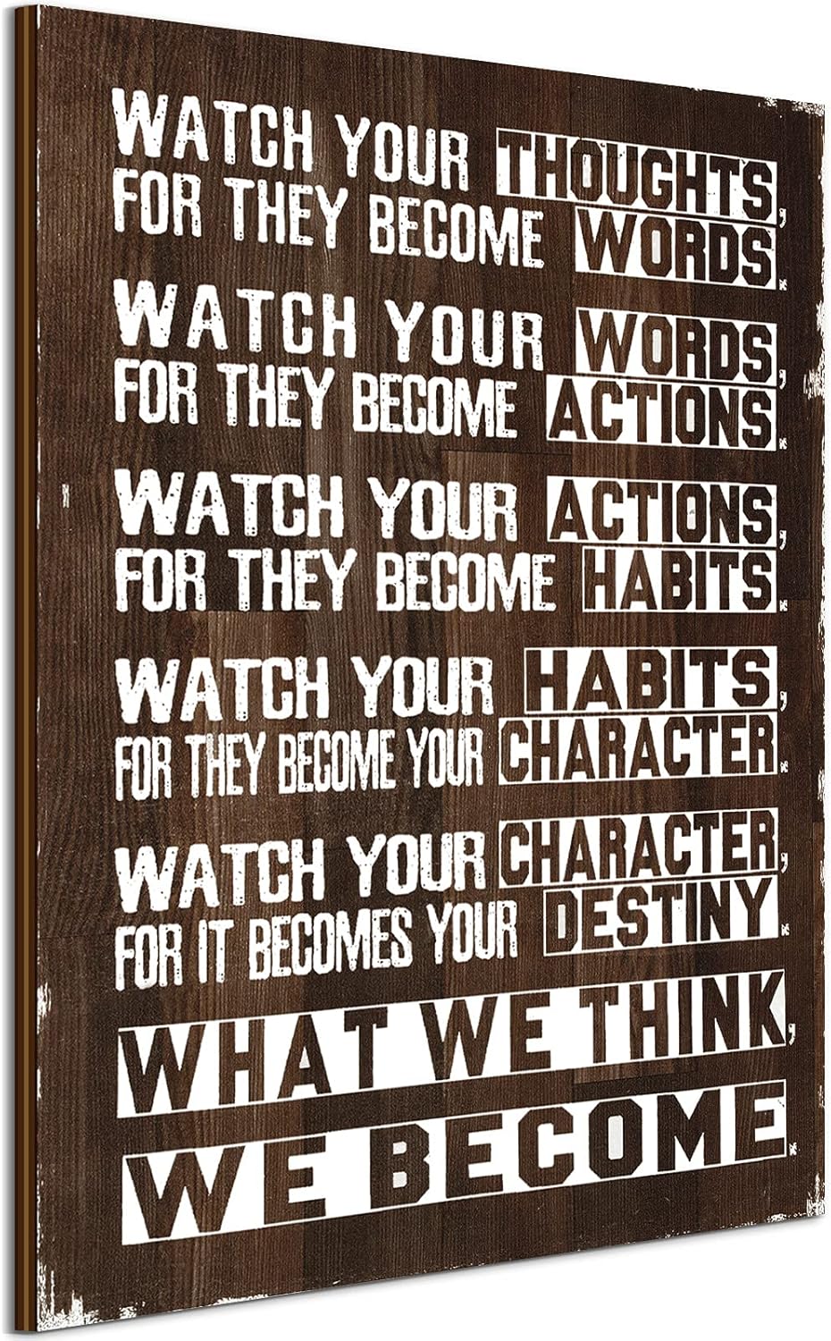Inspirational Wall Art Motivational Quotes Wall Decor Watch Your Thoughts Motivational Poster Classroom Motivational Sign Farmhouse Wall Art Rustic Wall Decor for Office Living Room Home Decoration