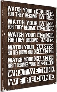 Inspirational Wall Art Motivational Quotes Wall Decor Watch Your Thoughts Motivational Poster Classroom Motivational Sign Farmhouse Wall Art Rustic Wall Decor for Office Living Room Home Decoration