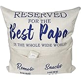 Papa Gifts from Grandkids, Two-Pocket Throw Pillow Covers 18x18 Inch, Great Papa Dad Gifts for Birthday Christmas Anniversary Fathers Day Thanksgiving Day
