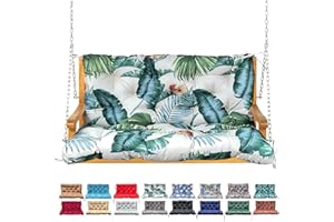 NANGELRN Porch Swing Cushion with Backrest,Waterproof Bench Cushion for Outdoor Furniture,2-3 Seater Replacement Thickened swing cushion with Ties,Patio,Outdoor,Backyard and Garden (Hawaiian Flower,40x40")