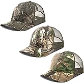 Shyyween 3 Pcs Hunting Hats Mesh Back Camo Caps Men's Trucker Breathable Mesh Cap with Adjustable Strap Hunting Gear Accessories