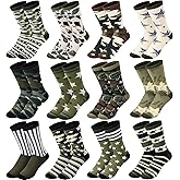 IWOLOMI 12 Pairs Christmas Army Gifts for Men Military Socks Funny Novelty Army Casual Crew Camo Veteran Socks Valentine Birthday Gifts for Soldiers Military Enthusiasts