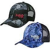 BASSDASH 2 Pack Altimate Fishing Hunting Hat Mesh Back for Men Women Adjustable Baseball Trucker Cap Camo Blaze Orange