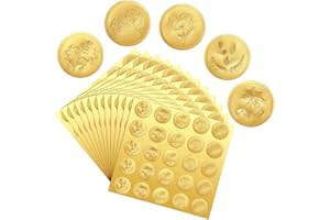 150Pcs Gold Embossed Envelope Seals Stickers Self Adhesive Wax Seal Stickers Vintage Embossed Foil Seal DIY Labels for Weddin