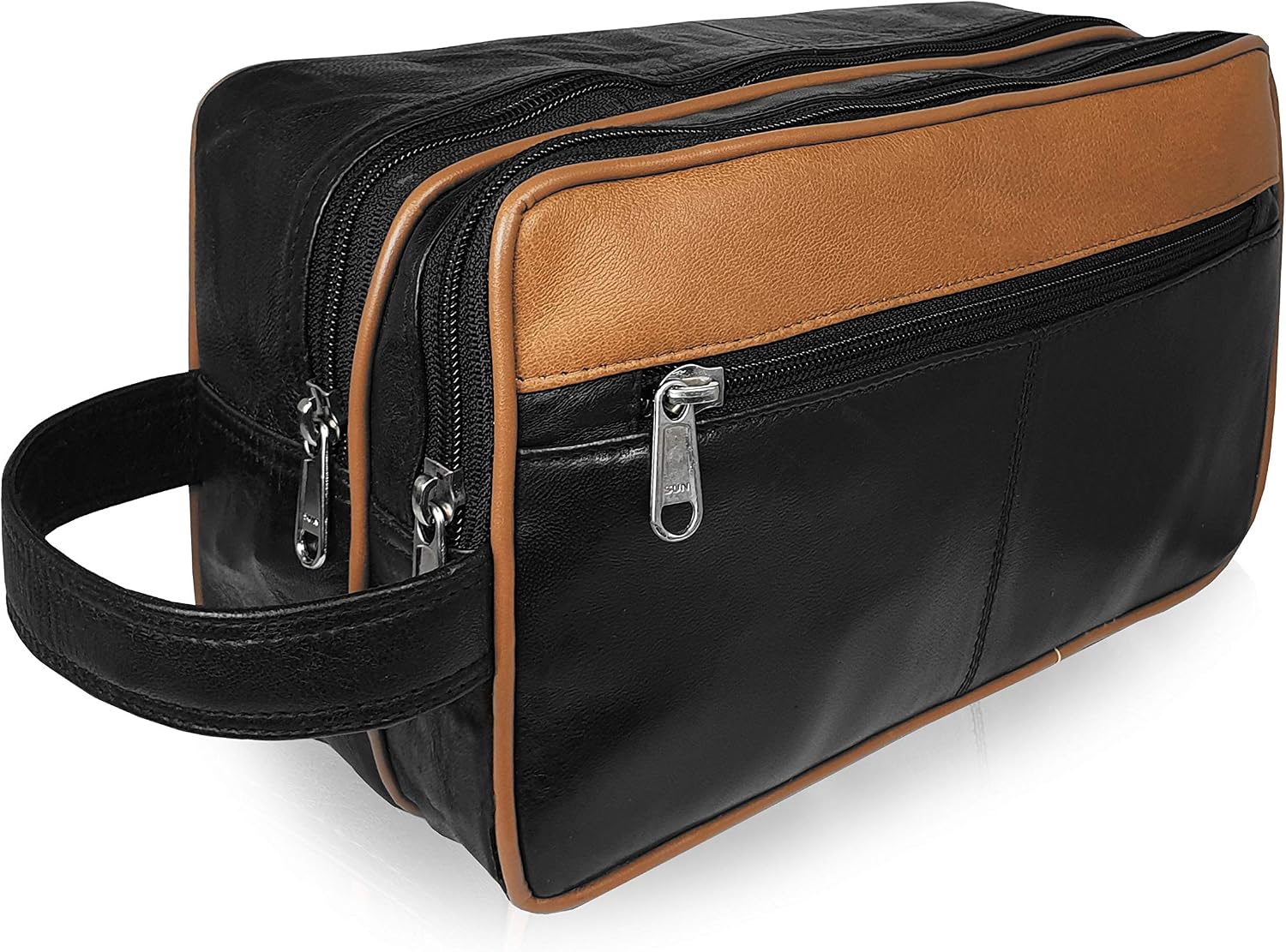Roamlite Leather Toiletry Wash Bag for Toiletries, Holiday Travel Washbag
