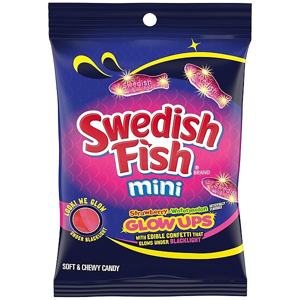 SWEDISH FISH MINI GLOW UPS STRAWBERRY-WATERMELON SOFT &...