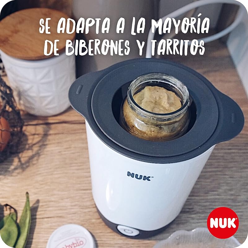 NUKThermoExpress aquecedor de garrafas |Aquece suavemente líquidos e alimentos moles em 90 segundos |Desligamento automático |Cesta de elevação para fácil remoção |Ficha de 2 pinos (Europa)