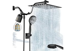 Filtered Shower Head with Handheld, 11.8" Rain Shower Head, High Pressure 10-Function Handheld Shower Head, with 13.6" Adjust