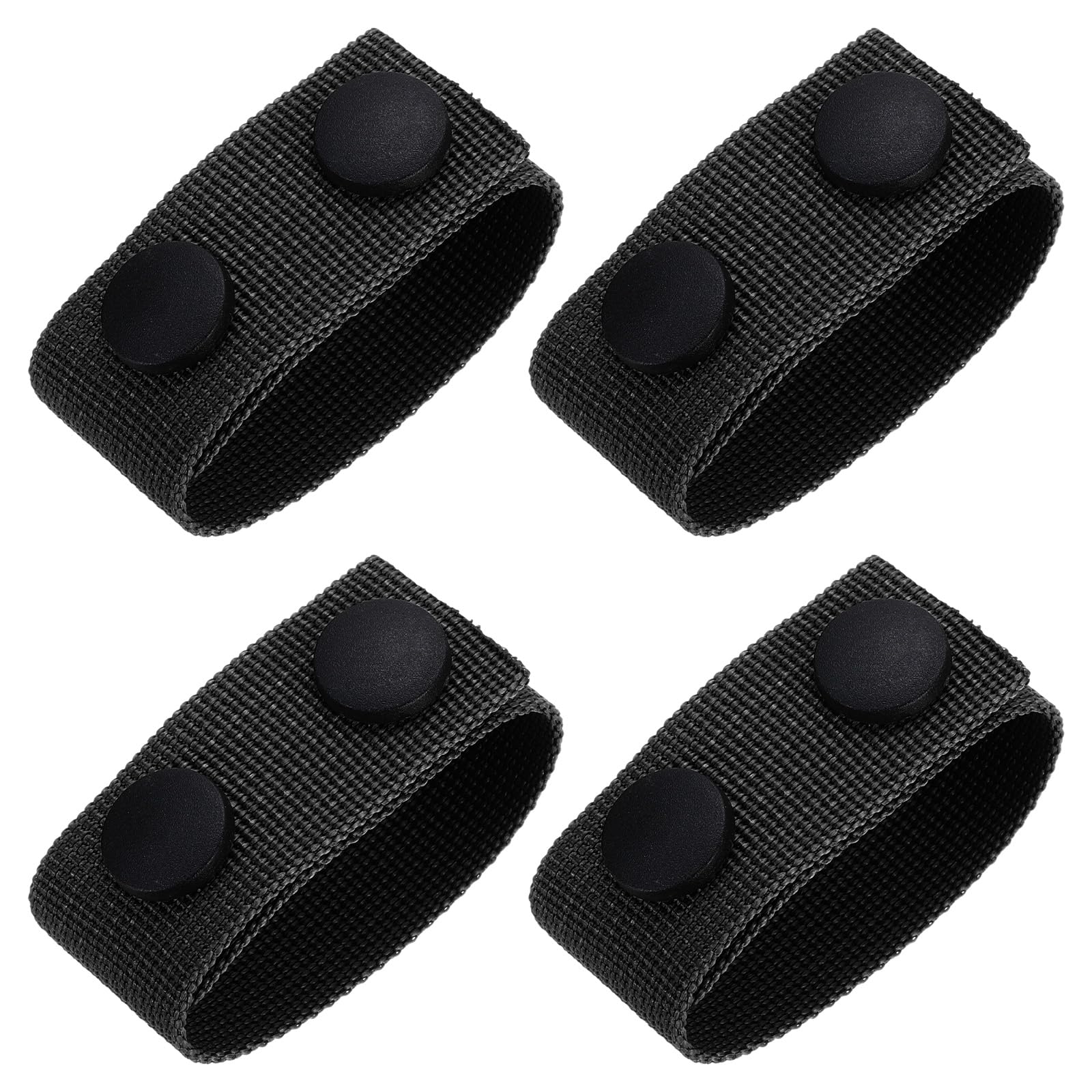 Uxcell Duty Belt, 4Pcs - Fabric Belt Keepers with Double Snaps, Nylon Wide Belt Loop Accessories for Security Guard Equipment (Black)