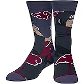 Cool Socks - Naruto Itachi Uchiha Crew Sock - Licensed Anime Cartoon Themed - Size Large for Men & Women- Fun Novelty Cool Merch Socks - Comfy Cotton Blend - Fun Gift for TV Fans, Teens & Adults