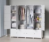 HOMIDEC Portable Wardrobe Foldable Closet with 16 Compartments 3 Hanging Rails view 1