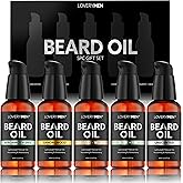 Deluxe Beard Oil for Men - Sandalwood, Tobacco Vanilla, Bergamot Sage, Cedar Pine, Unscented Fragrances, Natural Mens Beard Oil Kit With Argan & Jojoba Oil, Beard Softener Grooming Mens Beard Care