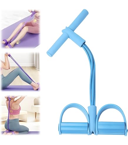 Band De Résistance Fitness à 4 Tubes Avec Pédales Chevillères – Idéal Pour Abdos, Bras, Jambes (homme/femme)