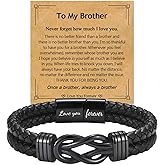 EPIRORA Gifts for Men Boys- Black Braided Leather Infinity Knot Bracelets for Son Grandson Nephew Brother Dad Husband, Jewelry Gifts for Christmas Birthday Graduation Anniversary Valentine's Day