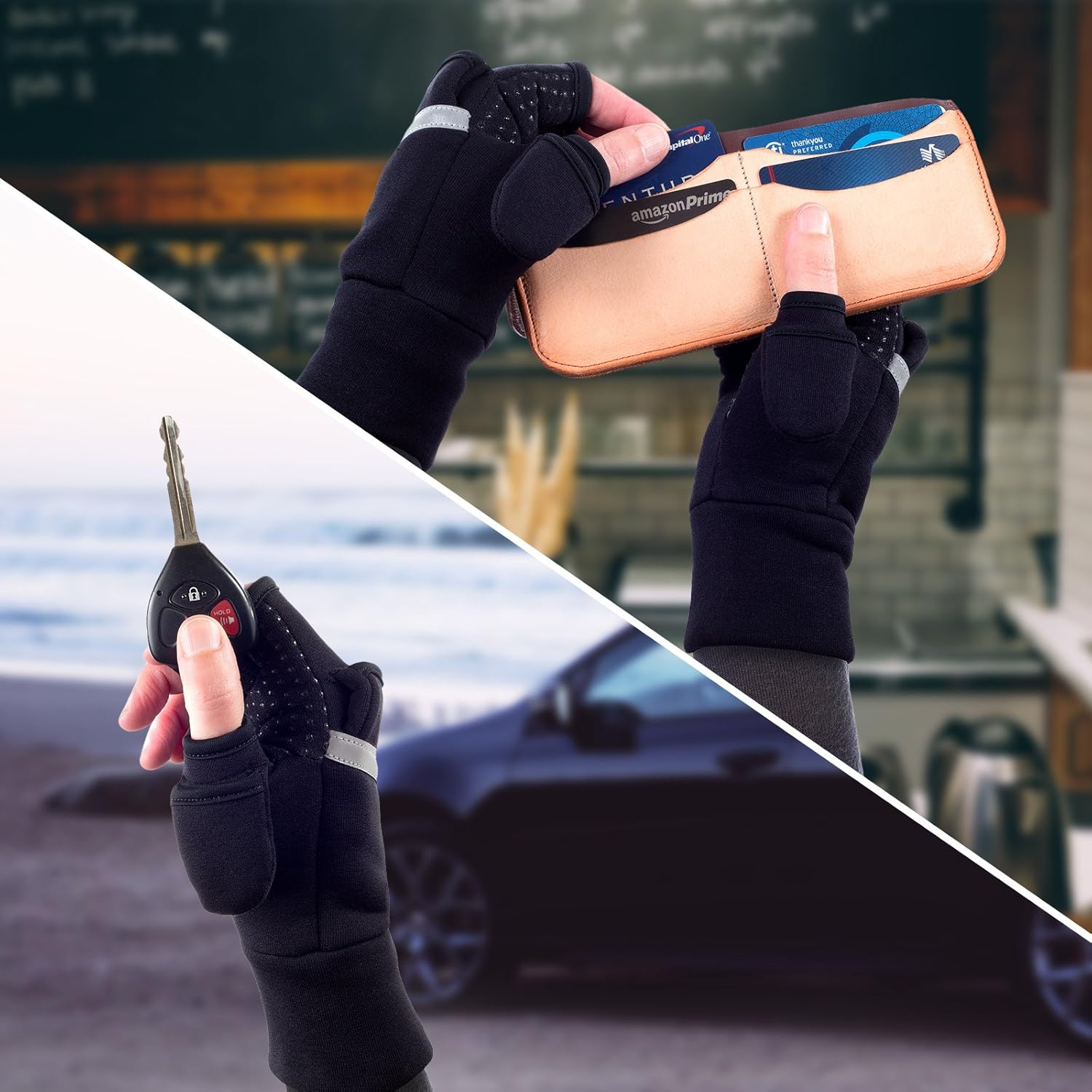 TrailHeads Men's Power Stretch Convertible Mittens | Fingerless Gloves at  Men’s Clothing store