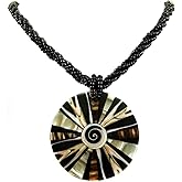 Swimmi Natural Mother of Pearl Shell, Cone Shell, Shiva Eye Pendant 18 Inches Beads necklace Handmade Jewelry BA311
