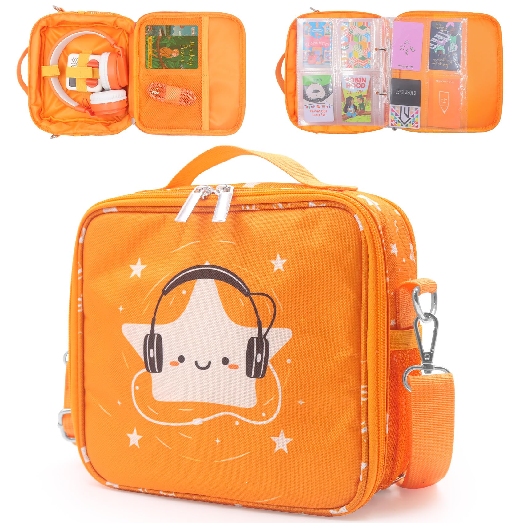 Photo 1 of Taladad Travel Card Case for Mini Yoto Player, Card Holder,Card Binder Holder, Soft Portable Folder with 80 Pockets Player for Mini Audiobook Cards,Kids Audio Cards(orange)