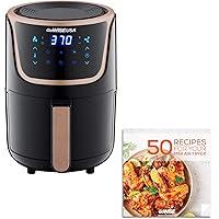 GoWISE USA Electric Mini Air Fryer with Digital Touchscreen + Recipe Book, 1.7-Qt up to 2 Qt Max, Black/Copper