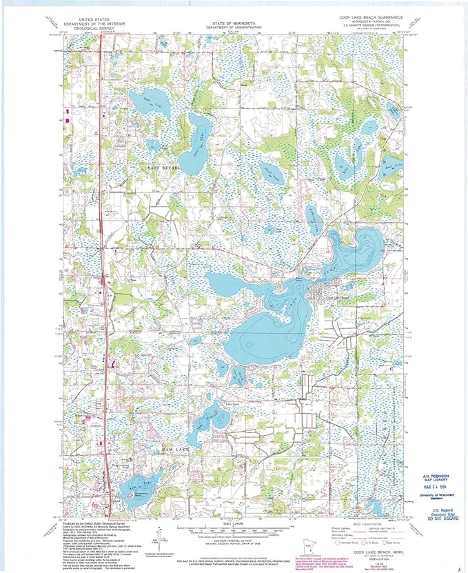 YellowMaps Coon Lake Beach MN topo map, 124000 Scale, 7.5 X 7.5 Minute, Historical