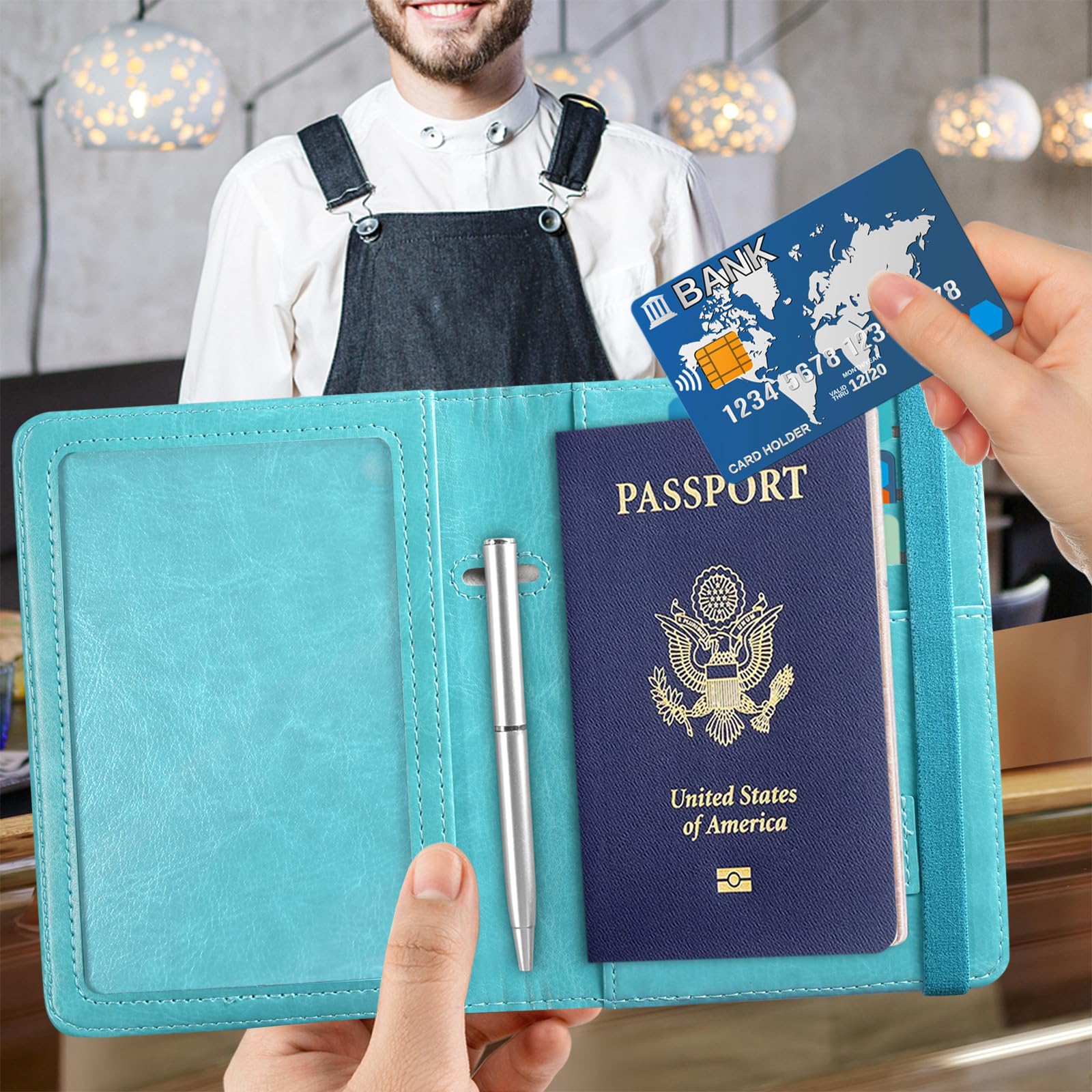 ACdream Passport and Vaccine Card Holder Combo, Cover Case with CDC Vaccination Card Slot, Leather Travel Documents Organizer Protector, with RFID Blocking, for Women and Men,