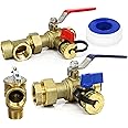 CMI Inc - 3/4 inch Tankless Water Heater Isolation Service Valve Kit – Push To Connect x Female Threaded Full Port Brass Service Valve & Pressure Relief - Compatible with Most Tankless Water Heaters