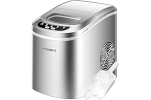 VIVOHOME Electric Portable Compact Countertop Automatic Ice Cube Maker Machine with Hand Scoop and Self Cleaning Function 26lbs/Day Silver