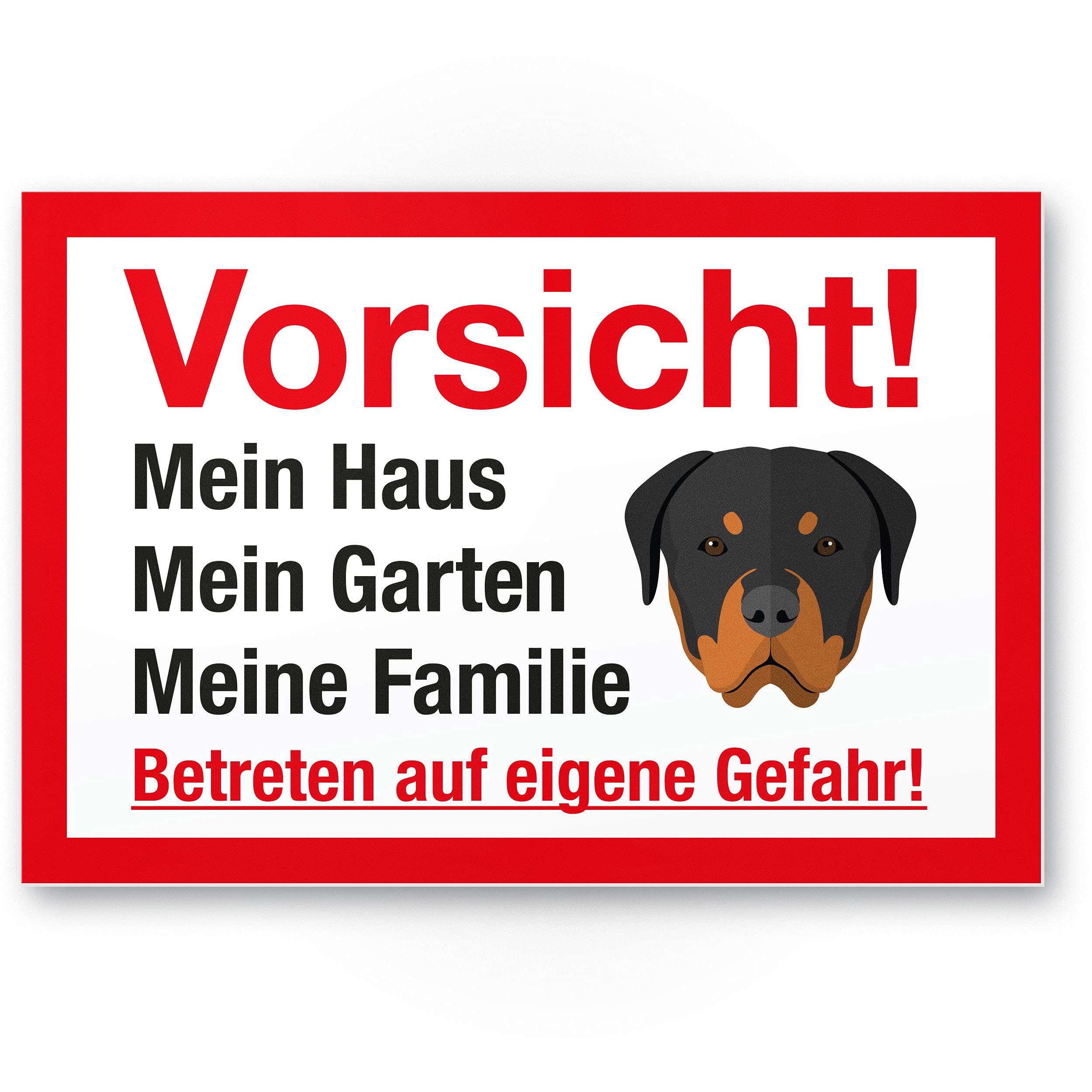 Caution Dog My House, Garden, Family, Dog Plastic Sign – Multilingual Shepherd – Door Sign, Warning Sign/Burglary Protection – Attention Rottweiler