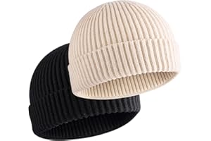 vidsel Short Fisherman Beanie for Men Women, Swag Wool Knit Cuff Trawler Skullcap,Winter Warm Hats