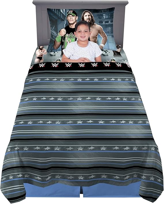 Franco Kids Bedding Sheet Set, 3 Piece Twin Size, WWE Wrestling Superstars Home