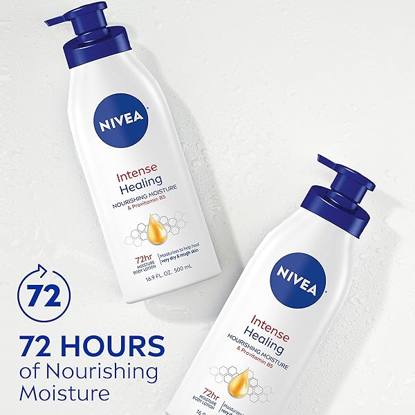 NIVEA INTENSE HEALING BODY LOTION FOR VERY DRY, ITCHY SKIN WITH GLYCERIN, PROVITAMIN B5 AND NIACINAMIDE, 72-HOUR BODY MOISTURIZER, 16.9 FL OZ PUMP BOTTLE