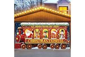 OIGCO Christmas Garage Door Cover, 7x16ft Xmas Garage Door Banner, Large Christmas Door Cover Decorations for Indoor Outdoor Holiday Decoration