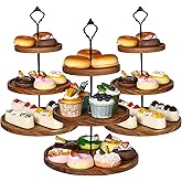 Zopeal 3 Set 3 Tier Wood Cupcake Stand,Rustic Wooden Serving Tray Farmhouse Dessert Display Tiered Cake Tower Holder for Kitchen Wedding Birthday Tea Party Decorations(Large(7.9''9.8''11.8''))