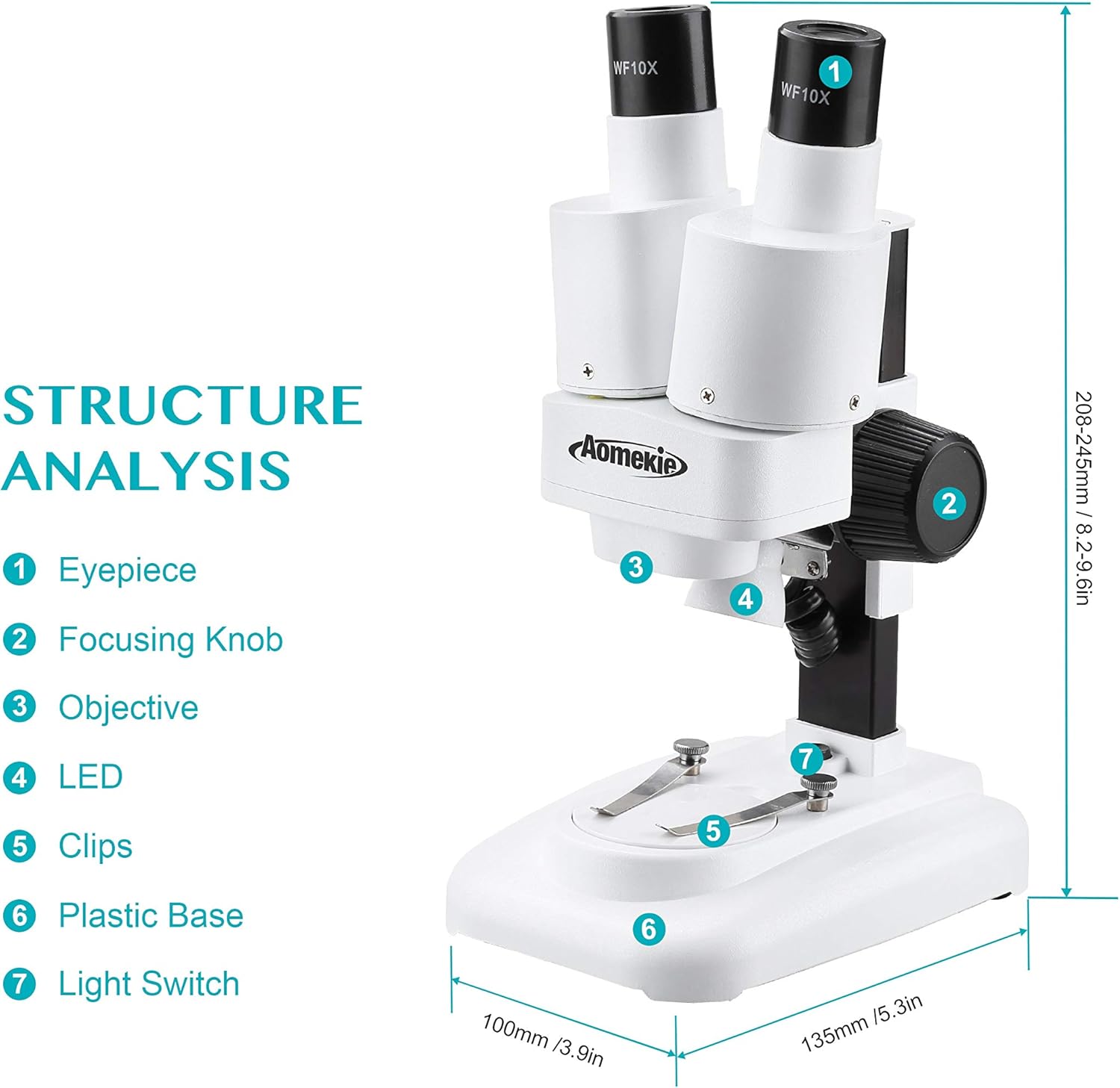Aomekie 20x 40x Stereo Microscope For Kids Students Binocular Microscopes With Slide Led Light Source For Smd Repair Observations Coins Minerals Stamps Amazon Ca Tools Home Improvement