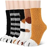 scenicamp Womens Fuzzy Socks Bow Cute Animal Girls Slipper Sock Funny Winter Cozy Fluffy Warm Socks Home Sleeping