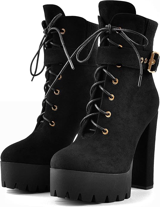 MissHeel Chunky Platform Booties Motorcycle