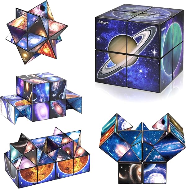 Euclidean Cube Sternenwürfel Zauberwürfel-Set, Verwandlungswürfel Magische Puzzle-Würfel für Kinder und Erwachsene (Galaxiewürfel)
