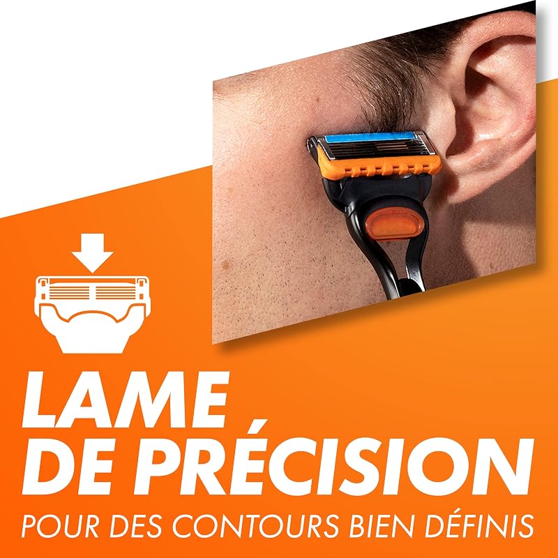 Fusion5 Rasoir Pour Homme, 1 Rasoir Gillette , 3 Recharges De Lames, Avec Lubrastrip Pour Un Rasage De Près — photo 6 sur 7