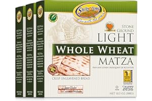 Shibolim Light Whole Wheat Matzo, 10.5oz (3 Pack) High Fiber Crackers | 2 Individually Wrapped Stacks Per Box - Stays Fresh Longer | 5.4gr Fiber Per Matzo | Super Crisp | Whole Grain Matzo Crackers