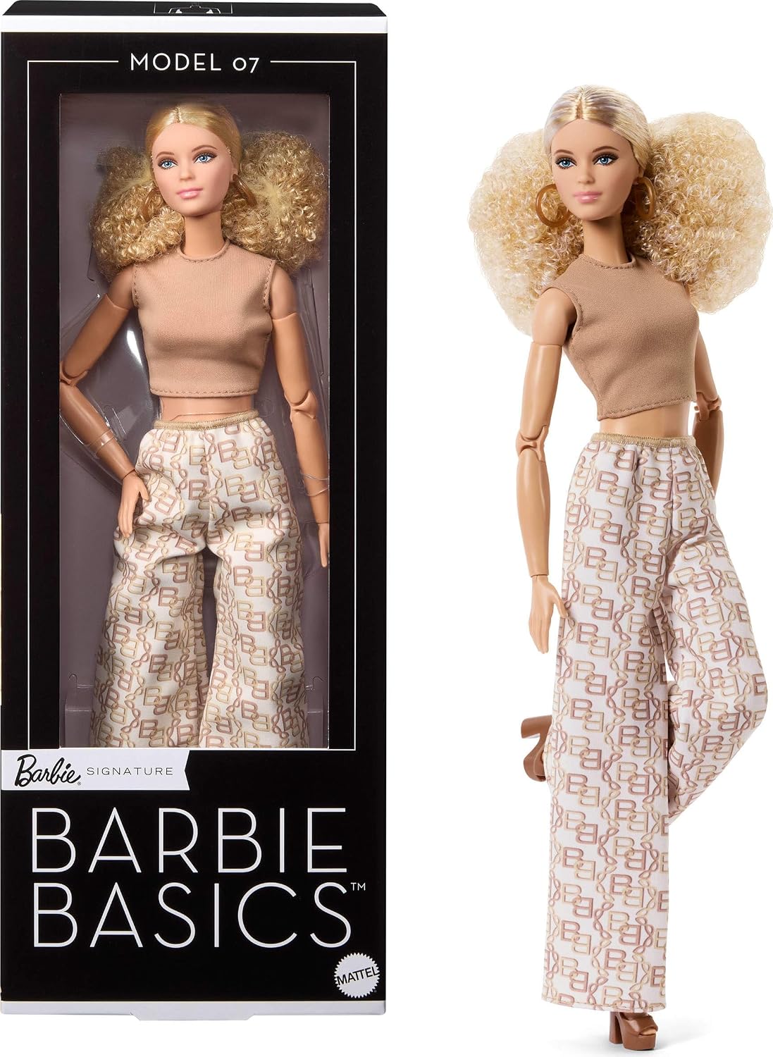 Barbie Basics Model Collector Fashion Doll 06 with Blonde Hair, Shimmery Golden Skirt & Halter, Universal-fit Fashions, Posable Body